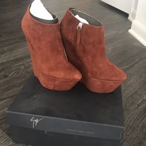 Giuseppe Zanoti Platform Sculpted Wedge Suede Boot